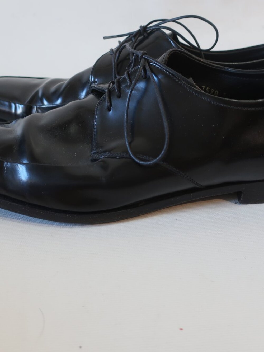 Mens Prada Black Leather Square Toe Oxford Lace Up Shoes Size 11 - Picture 5 of 12